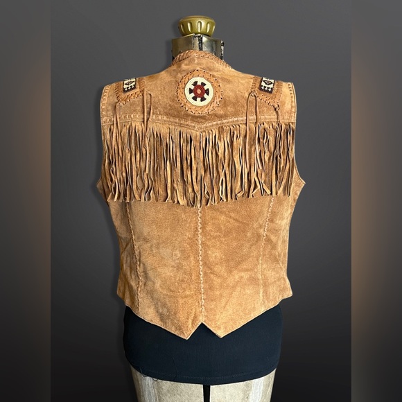 ⚡️SCULLY⚡️ Western Suede Beaded Fringe Vest - Picture 7 of 12